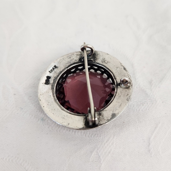 Antique Silver Scottish Amythyst Brooch - Picture 10 of 16
